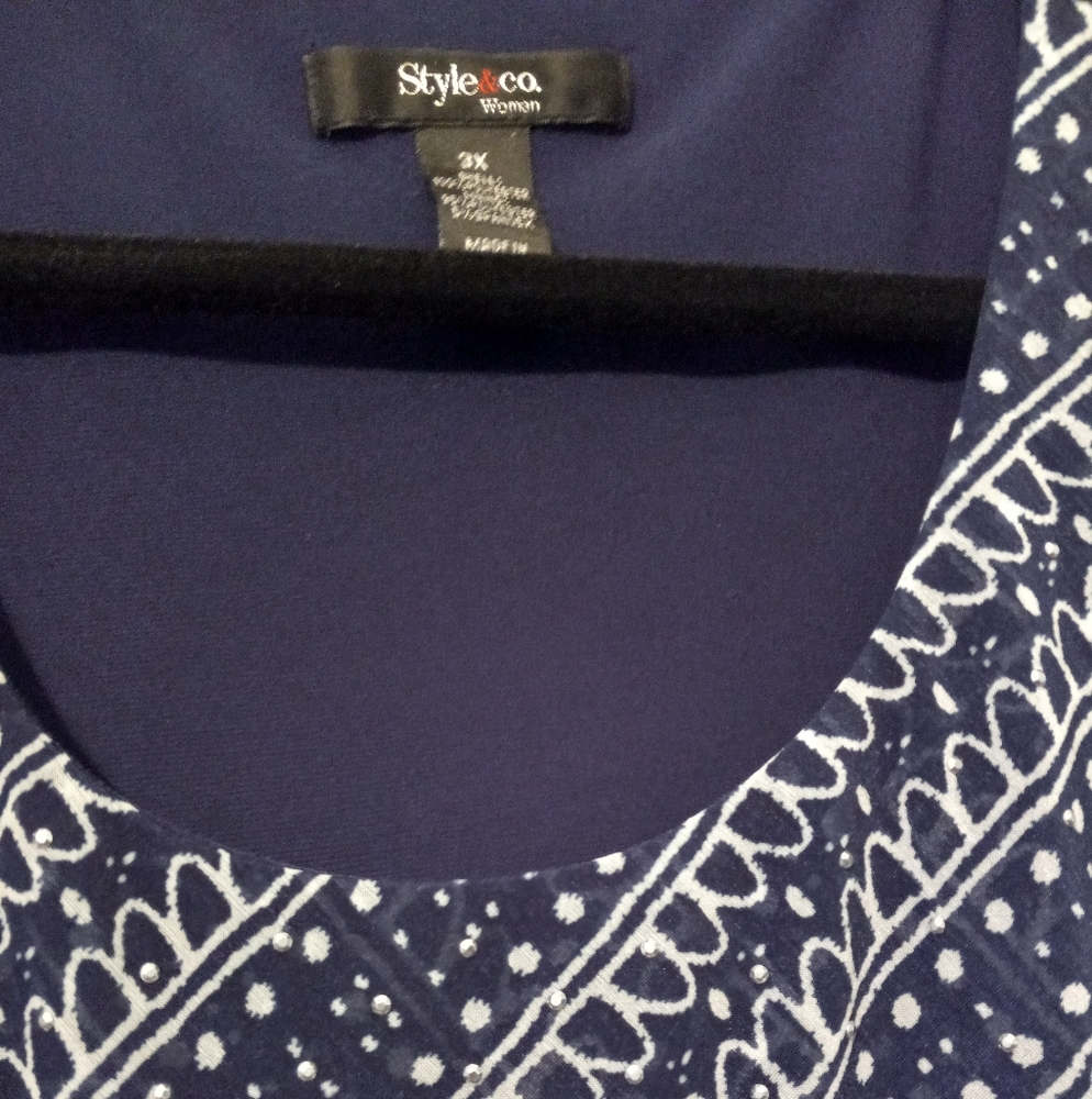 Style & Co. 3/4 sleeve 3X blouse with sequences.